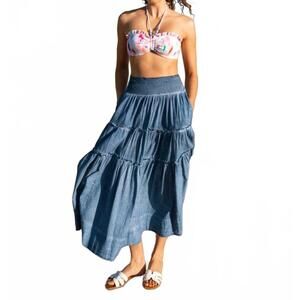 NEW CHANGE OF SCENERY charlie maxi skirt in stonewash
